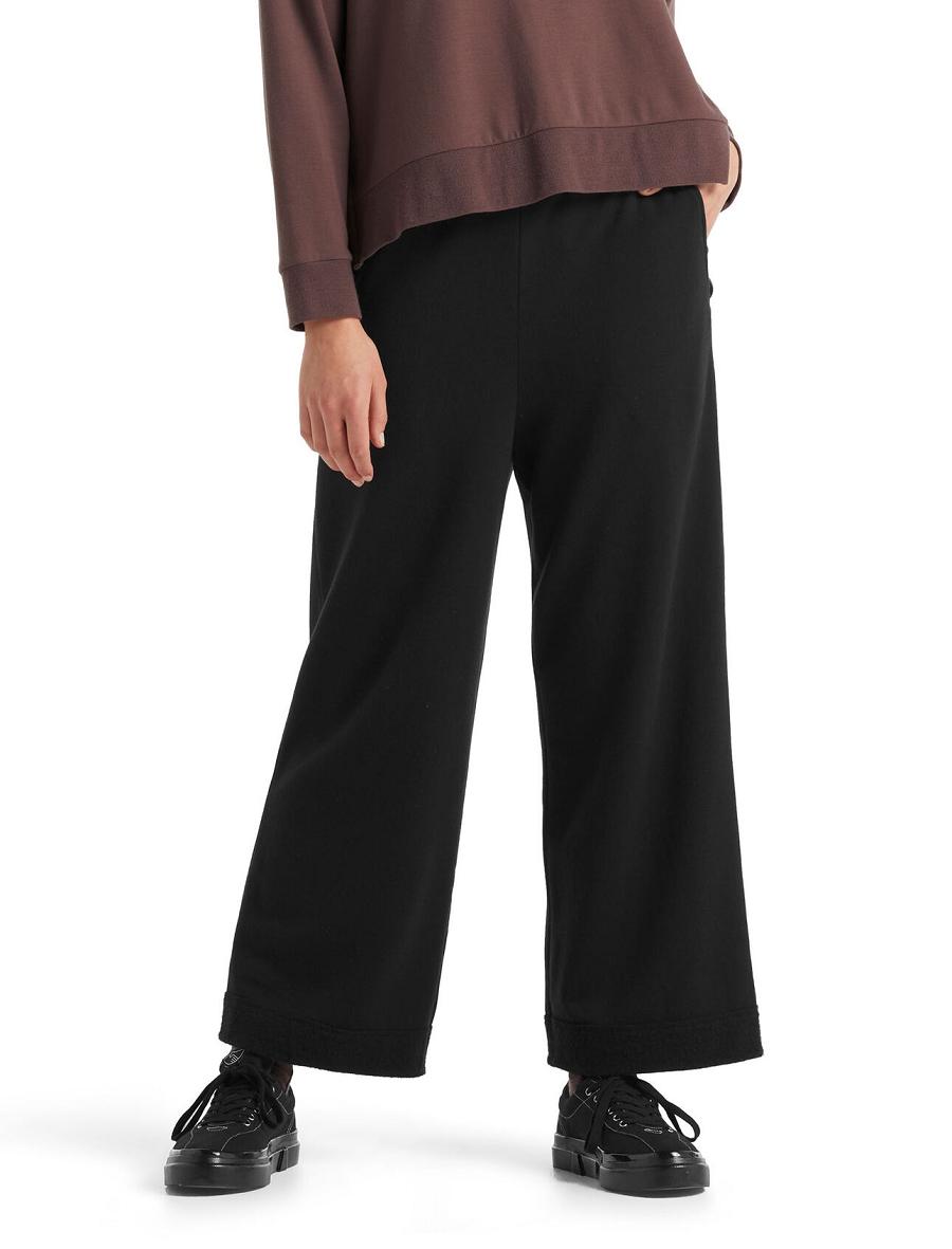 Black Icebreaker RealFleece™ Merino Dalston Wide Women\'s Pants | AU 1518YXFU